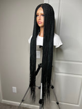 46” Middle Part Single Braid Lace Closure Wig