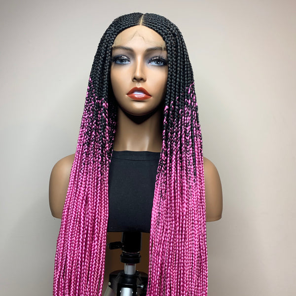 36” “Tej” Lace Closure Cornrow Braids/Pink Ombré