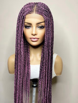 34" "Tej" Middle Part Corn Row Lace Closure Wig