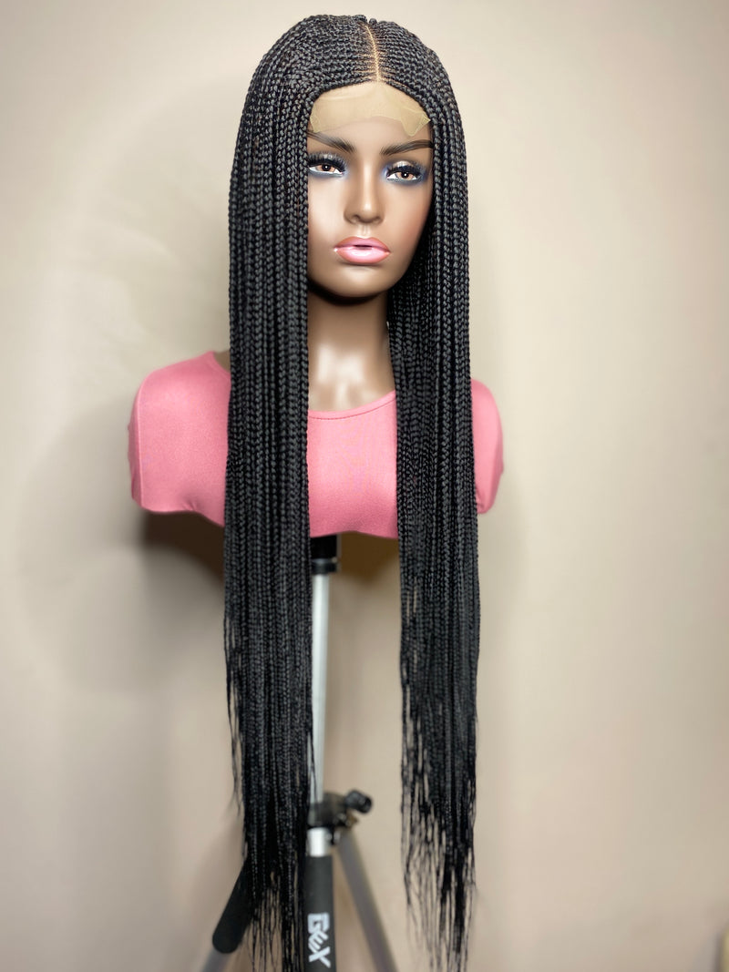 34" "Tej" Middle Part Corn Row Lace Closure Wig