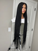 36” Middle Part Knotless Braid Lace Closure Wig