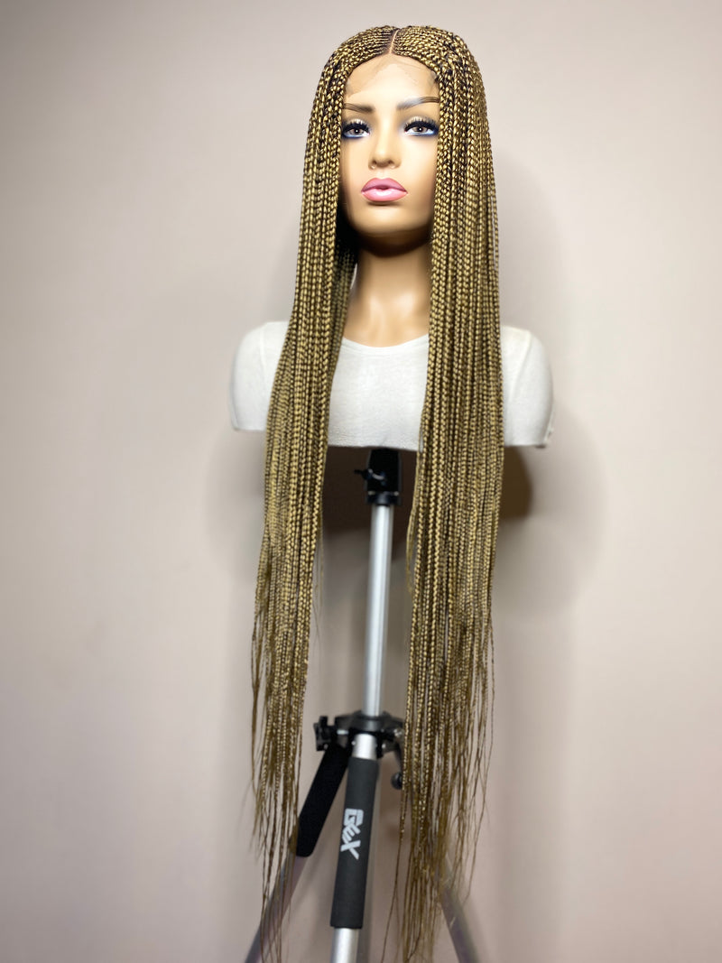 “Tej" Middle Part Corn Row Lace Closure Wig