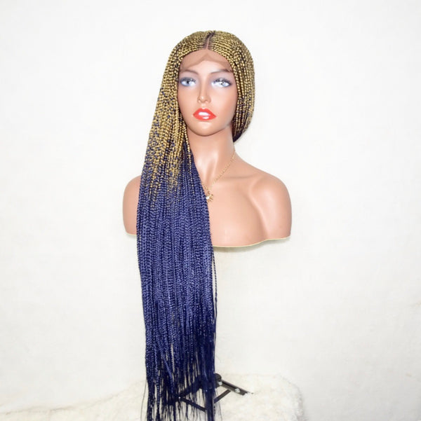 36” “Tej” Lace Closure Cornrow Braids/Blue Ombré