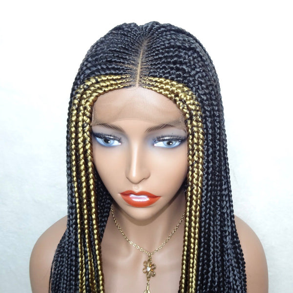 22” “Tej” Lace Closure Cornrow Braids/front gold