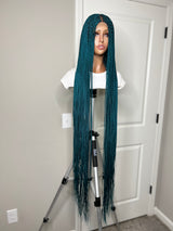 46” Middle Part Single Braid Lace Closure Wig