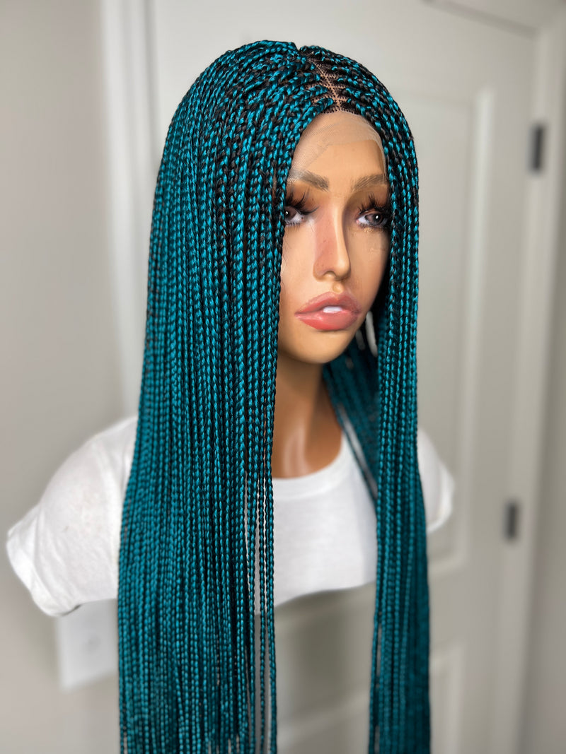 46” Middle Part Single Braid Lace Closure Wig