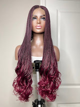 36” Curly Tip Single Braids Frontal Wig