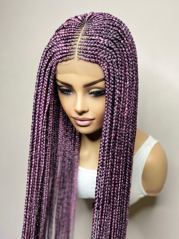 34" "Tej" Middle Part Corn Row Lace Closure Wig