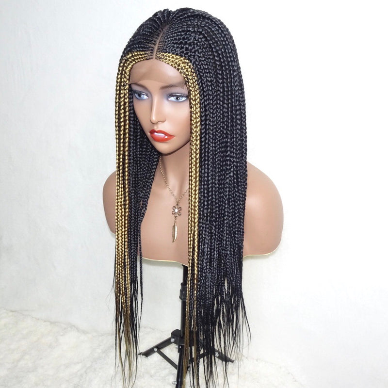 22” “Tej” Lace Closure Cornrow Braids/front gold