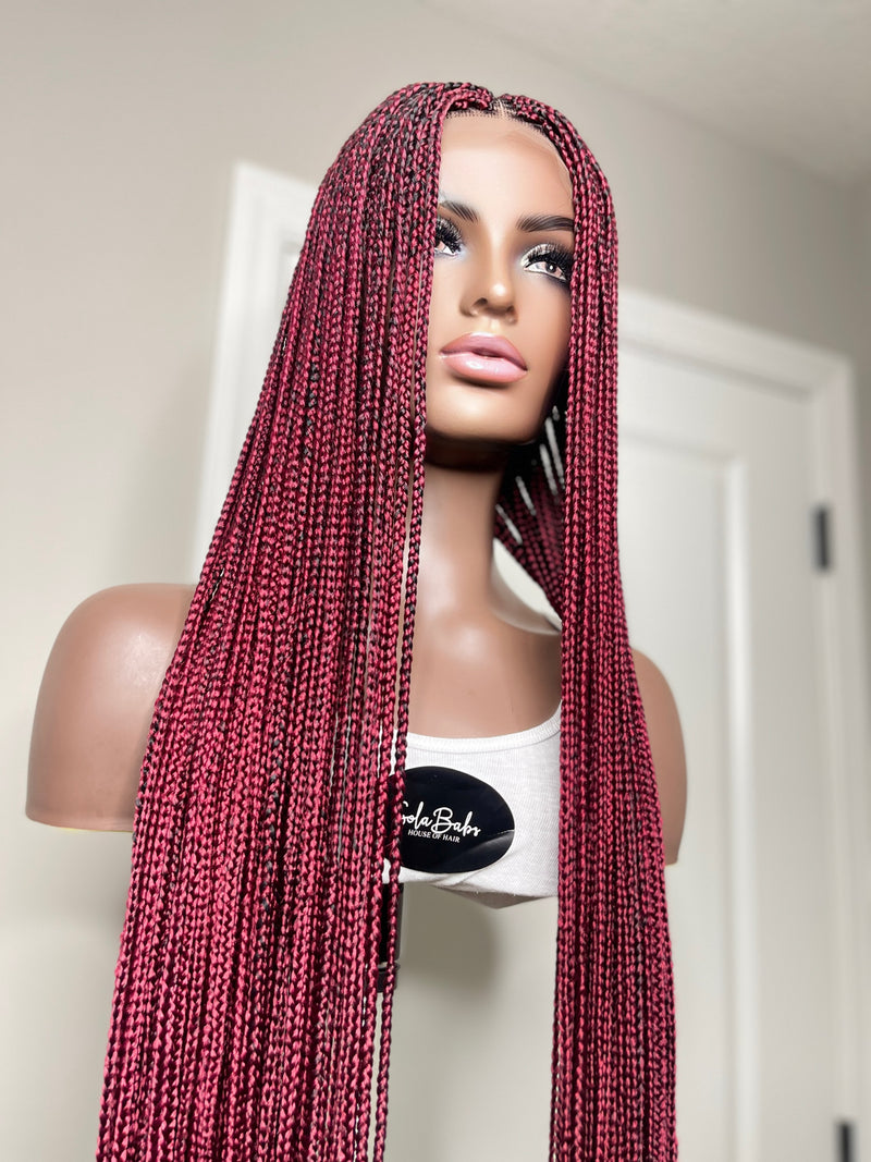 46” Middle Part Single Braid Lace Closure Wig