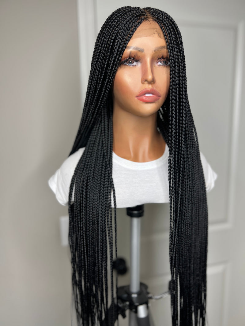 36” Middle Part Knotless Braid Lace Closure Wig