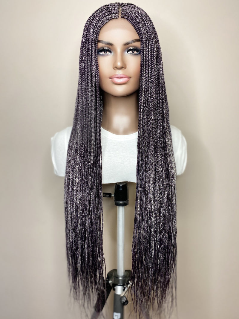 36” Middle Part Single Braid Lace Closure Wig