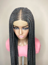 34" "Tej" Middle Part Corn Row Lace Closure Wig