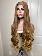 36” Curly Tip Single Braids Closure Wig