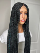 46” Middle Part Single Braid Lace Closure Wig