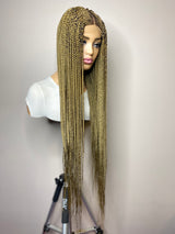 “Tej" Middle Part Corn Row Lace Closure Wig