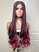 36” Curly Tip Single Braids Closure Wig