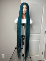 46” Middle Part Single Braid Lace Closure Wig