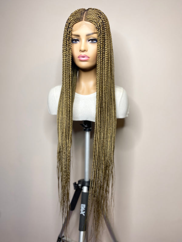 “Tej" Middle Part Corn Row Lace Closure Wig