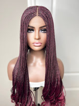 36” Curly Tip Single Braids Closure Wig