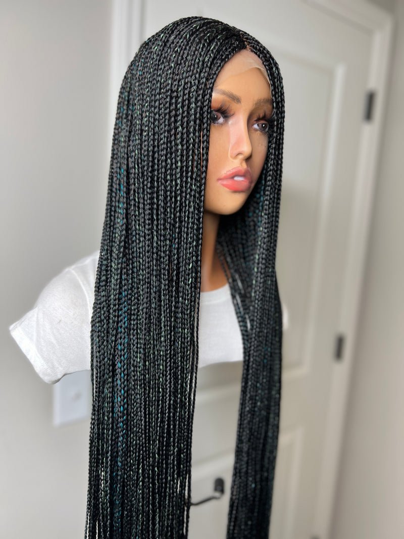 46” Middle Part Single Braid Lace Closure Wig